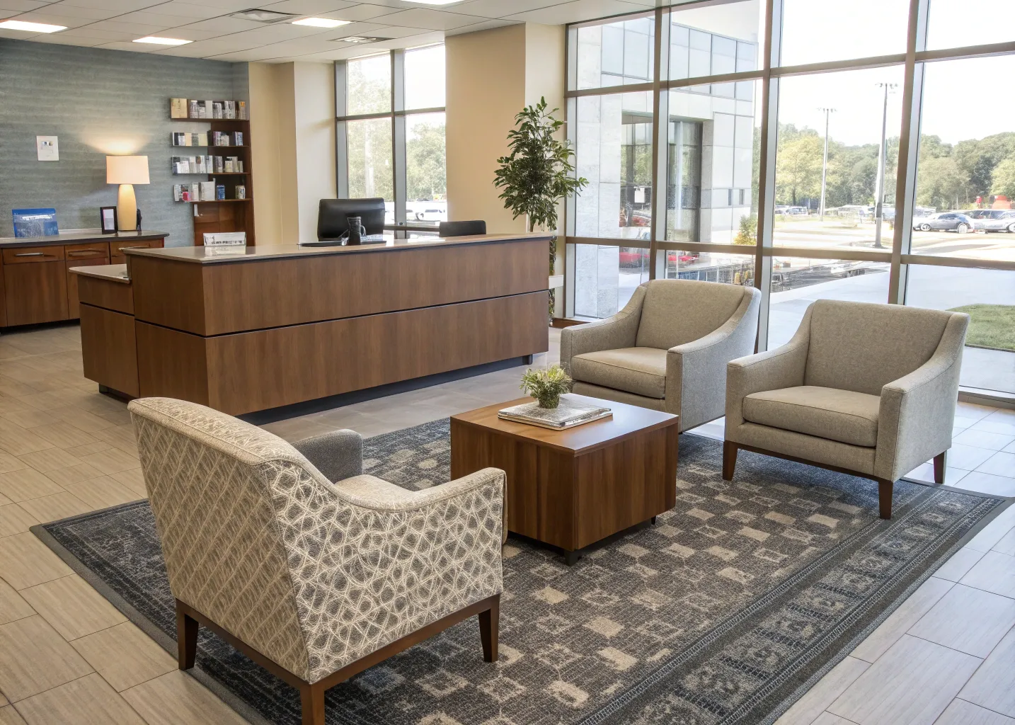 Reception area with custom furniture