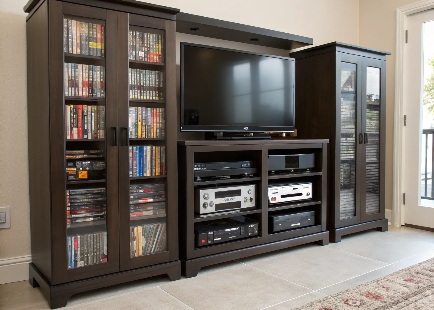 Custom entertainment center with media storage